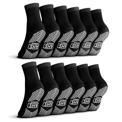 AMERICAN HOSPITAL SUPPLY Non-Slip Hospital Socks, Anti-Skid, Anti-Slip Gripper Socks for Medical or Home Use, Black, Small, 6 Pairs