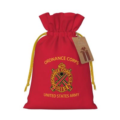 ZDHGAEW Army Ordnance Corps Regimental Insignia Christmas Gift Bags, Santa Wrapping Bags, With Drawstring And Tags Reusable, Xmas Presents Bag, Holiday Party Favors, Birthday & Christmas Gift