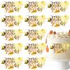 12 Pcs Fall Leaf Cake Toppers s Happy Thanksgiving Gold Acrylic Mirror Cupcake Topper Engraved Side Cake Decoration for Autumn Thanksgiving Party DIY Cake Desserts Supplies view 1