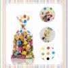100 Pack Rainbow Cellophane Bags Polka Dot Stripes Printed Pattern Goodie Candy Favor Bags ,Clear Plastic Candy Gift Bags with Twist Ties for Cookies, Snacks, Birthday, Valentine & Party Favors view 3