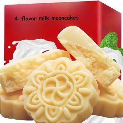 4 Flavors Milk mooncakeMid-Autumn Festival Moon Cake,Breakfast Cake,Delicious Dim Sum,Instant Dessert,Healthy Chinese Snacks Gifts,Snack Food,Fruit Snack,New Year Goods,Biscuit (Mix 4 flavors,120 packs)