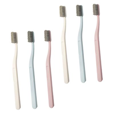 Beatifufu 6pcs Hard Hair Toothbrushes for Adults Portable Teeth Cleaning Brushes with Non-Slip Handle Deep Stains Removing Bulk Travel Oral Care