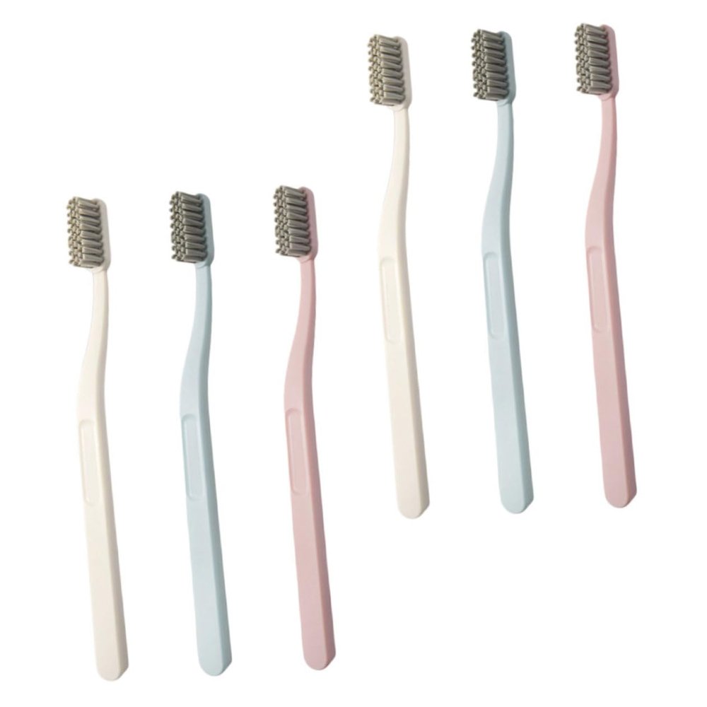 Beatifufu 6pcs Hard Hair Toothbrushes for Adults Portable Teeth Cleaning Brushes with Non-Slip Handle Deep Stains Removing Bulk Travel Oral Care