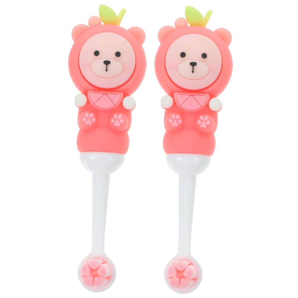 BCOATH 2pcs Soft Bristle Toothbrushes with Bear Handle Cute Manual Brush for Ages Gentle Round Head Teeth Cleaning for Sensitive Gums