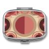 Red with Circles Pill Organizer Metal Pill Box - 2 Compartments, Sleek & Portable Medicine Case for Travel, Daily Use view 1