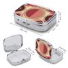 Red with Circles Pill Organizer Metal Pill Box - 2 Compartments, Sleek & Portable Medicine Case for Travel, Daily Use view 2