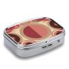 Red with Circles Pill Organizer Metal Pill Box - 2 Compartments, Sleek & Portable Medicine Case for Travel, Daily Use view 3