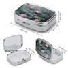 Peach Water Lily Painting Pill Organizer Metal Pill Box - 2 Compartments, Sleek & Portable Medicine Case for Travel, Daily Use view 2