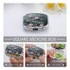 Peach Water Lily Painting Pill Organizer Metal Pill Box - 2 Compartments, Sleek & Portable Medicine Case for Travel, Daily Use view 4