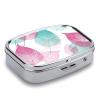 Peach and Teal Leaves Pill Organizer Metal Pill Box - 2 Compartments, Sleek & Portable Medicine Case for Travel, Daily Use view 3
