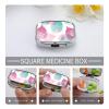 Peach and Teal Leaves Pill Organizer Metal Pill Box - 2 Compartments, Sleek & Portable Medicine Case for Travel, Daily Use view 4