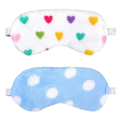2PCS Plush Sleeping Eye Mask, Soft Plush Eye Mask, Fuffy Eye Cover Comfortable Sleep Mask Blindfold Rainbow Faux Fur Eye Shade for Women, Men and Kids Travel Nap Sleeping