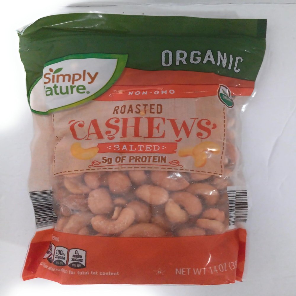 Simply Nature Organic Roasted Cashews, Salted, Non-GMO, 5g Protein, 14 Oz Bag