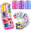 2026 New Extra Large Pill Box with Medicine Labels Travel Essentials Daily Med Container Mini Medication Organizer Storage Organizer Case 7 Day Pill Organizer(Blue+Pink+Purple) view 1