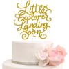 ZLPDS Little Explorer Landing Soon Cake Topper Airplane Adventure Awaits Baby Shower Gender Reveal Party Decorations Gold Glitter view 1