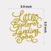 ZLPDS Little Explorer Landing Soon Cake Topper Airplane Adventure Awaits Baby Shower Gender Reveal Party Decorations Gold Glitter view 2