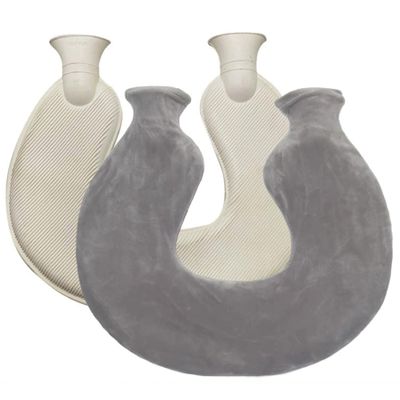 1PC Hot Water Bottle with Cover, Leak-Proof Fluffy U-Shaped Hot Water Bottle for Neck Shoulder, Fillable Bed Pouch for Warmth Comfort