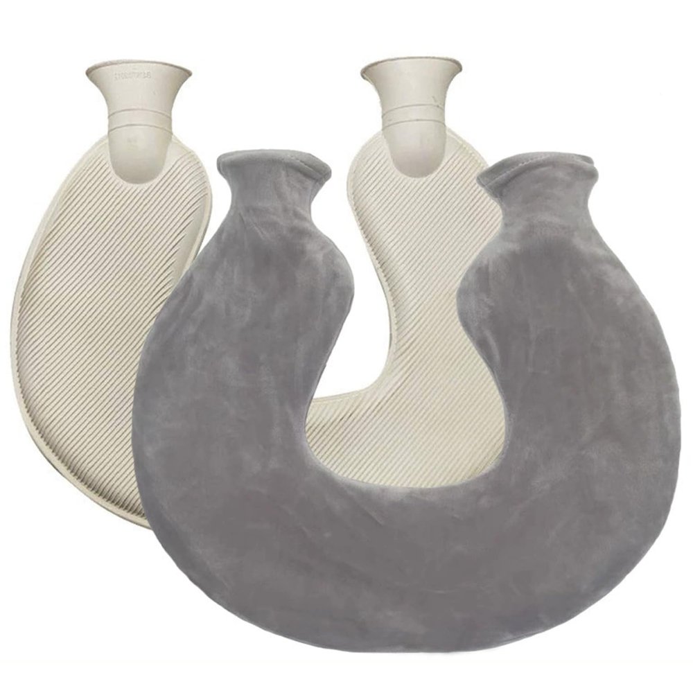 1PC Hot Water Bottle with Cover, Leak-Proof Fluffy U-Shaped Hot Water Bottle for Neck Shoulder, Fillable Bed Pouch for Warmth Comfort