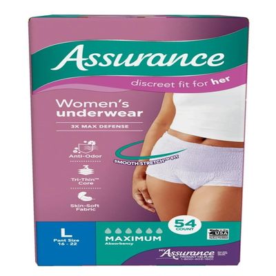 Assu~Rance Women's Incontinence & Postpartum Underwear, L, Maximum Absorbency (54 Count)