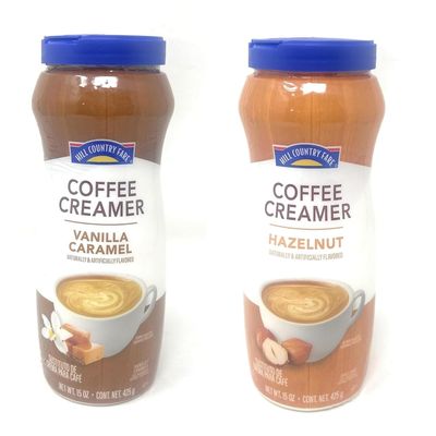 Hill Country Fare Flavored Powdered Coffee Creamer - 2 pack (Vanilla Caramel & Hazelnut 15oz)