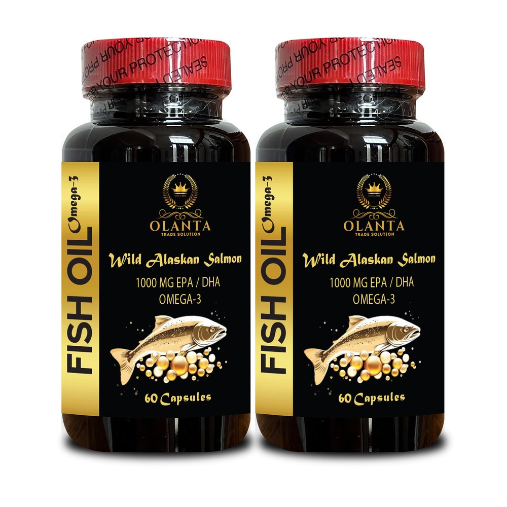 Alaskan Salmon Fish Oil Pills | Source Omega 3 Supplement | EPA & DHA Fatty Acids from Single-Source Wild Alaskan - 2 Bottles 120 Capsules