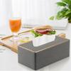 Stylish Square Tissue Box Cover Fabric Organizer for Home Bedroom & Living Room Elegant Black & White Design Perfect Desktop Accessory White () view 4