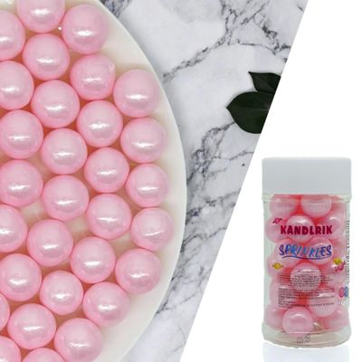 14mm Edible Pink Pearl Sugar Sprinkles Candy Mini Pearls Cake Decorations Cupcake Toppers Cookie Decorating Perfect for Wedding Party Valentine Halloween Christmas Supplies 3OZ