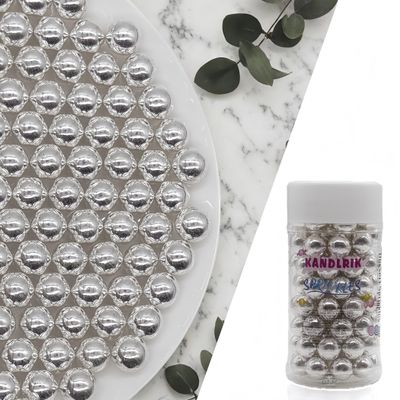 10mm Edible Silver Pearl Sugar Sprinkles Candy Mini Pearls Cake Decorations Cupcake Toppers Cookie Decorating Perfect for Wedding Party Valentine Halloween Christmas Supplies 3OZ