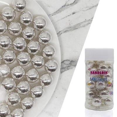 14mm Edible Silver Pearl Sugar Sprinkles Candy Mini Pearls Cake Decorations Cupcake Toppers Cookie Decorating Perfect for Wedding Party Valentine Halloween Christmas Supplies 3OZ