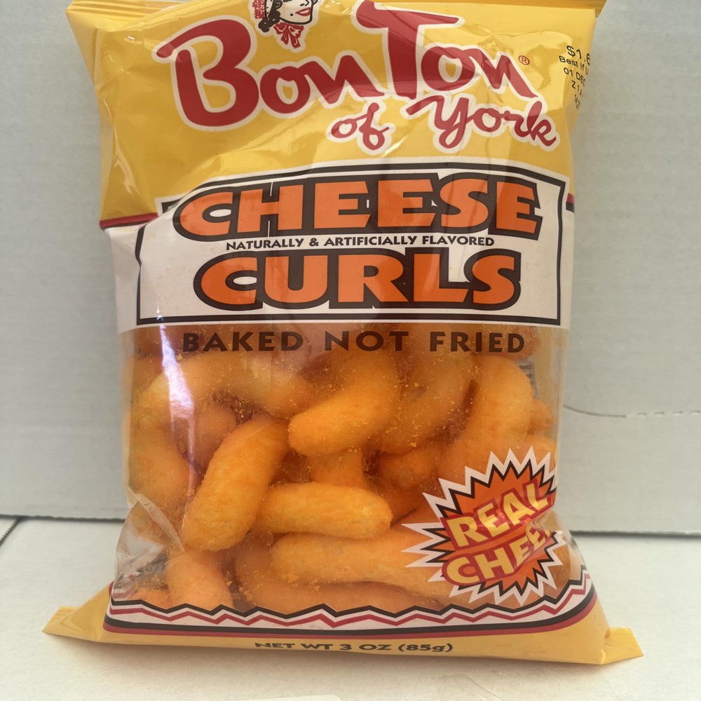 Bon ton Cheese Curls Baked Snacks, Soft Corn Puffs, Yellow (8 count / 3oz. BAGS)