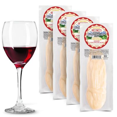 Chechil Plain & Savory Braided String-Cheese Wine Snack (4 Pack) Artisanal, Slightly Salted, Keto Friendly, Vacuum Sealed, No Preservatives