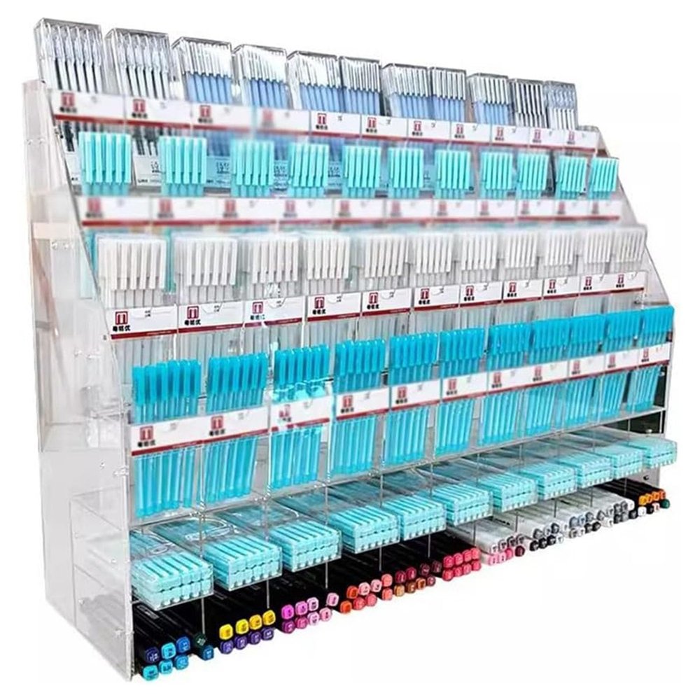 Acrylic Display Pen Holder, Vertical Marker Organizer for Stationery, Large Capacity Pen Display Stand, Art Supply Storage for School Supplies