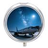 Quiet Airport Night Scene Metal Pill Box - 3 Compartment Mini Portable Pill Organizer for Purse & Pocket, BPA-Free Travel Pill Case for Vitamins, Medication, Supplements view 1
