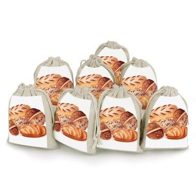 Painted Bread Burlap Bags with Drawstring Reusable Gift Drawstring Pocket Small Bunches Pocket for Party Birthdays Christmas Gift Pouch 8 Pcs