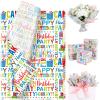 100 Sheets Happy Birthday Tissue Paper, Watercolor Letters Wrapping Paper for Birthday DIY Crafts Christmas Party Supplies, 13.8 x 19.7 Inch view 1