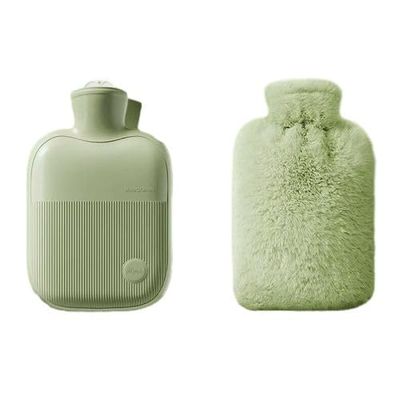 1000Ml/500Ml Hot Water Bottle Set with Plush, Soft Fabric Cover, Perfect for Warming Hands and Feet-Green 1000Ml