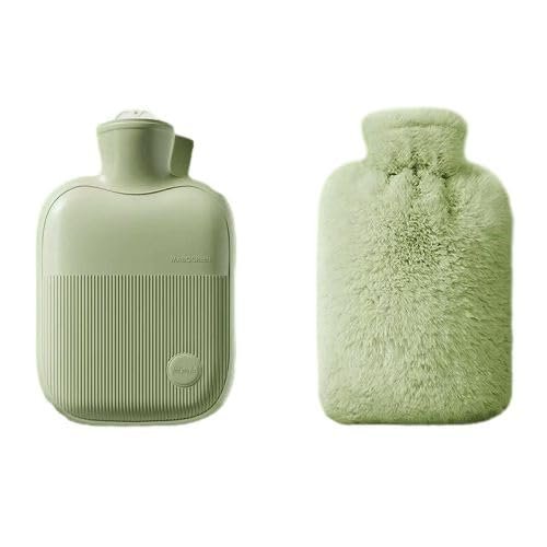 1000Ml/500Ml Hot Water Bottle Set with Plush, Soft Fabric Cover, Perfect for Warming Hands and Feet-Green 1000Ml