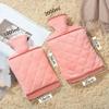 1Pc Hot Water Bottle with Hand Pocket Cover 2L Hot Water Bag Hand Feet Warmer Durable Large Hot Water Bag-Pink view 3