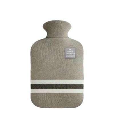 1/2 Liter Knitted Hot Water Bottle Set, Large Capacity, Water-Filled, Leak-Proof, Hand Abdomen Warmer-1000Ml Light Gray
