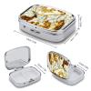 Stained Glass Style Pill Organizer Metal Pill Box - 2 Compartments, Sleek & Portable Medicine Case for Travel, Daily Use view 2
