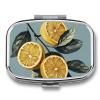 Lemon with Leaves Pill Organizer Metal Pill Box - 2 Compartments, Sleek & Portable Medicine Case for Travel, Daily Use view 1