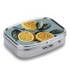 Lemon with Leaves Pill Organizer Metal Pill Box - 2 Compartments, Sleek & Portable Medicine Case for Travel, Daily Use view 3