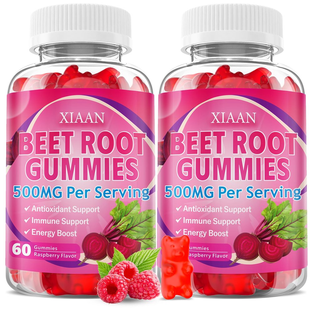 XIAAN Beet Root Gummies for Women & Men, Beetroot Supplement Beet Chews with Vitamins Grape Seed for Antioxidant Supoort & Immune Health, Sugar-Free/Vegan/Organic,Raspberry Flavor 120 Count