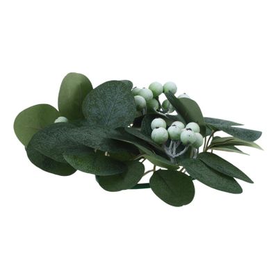 CONGARTENO Spring Artificial Leaf Candle Ring Wreath Eucalyptus Garland for Table Decoration Faux Berry Candle Garland for Dining Bedroom Living Accent