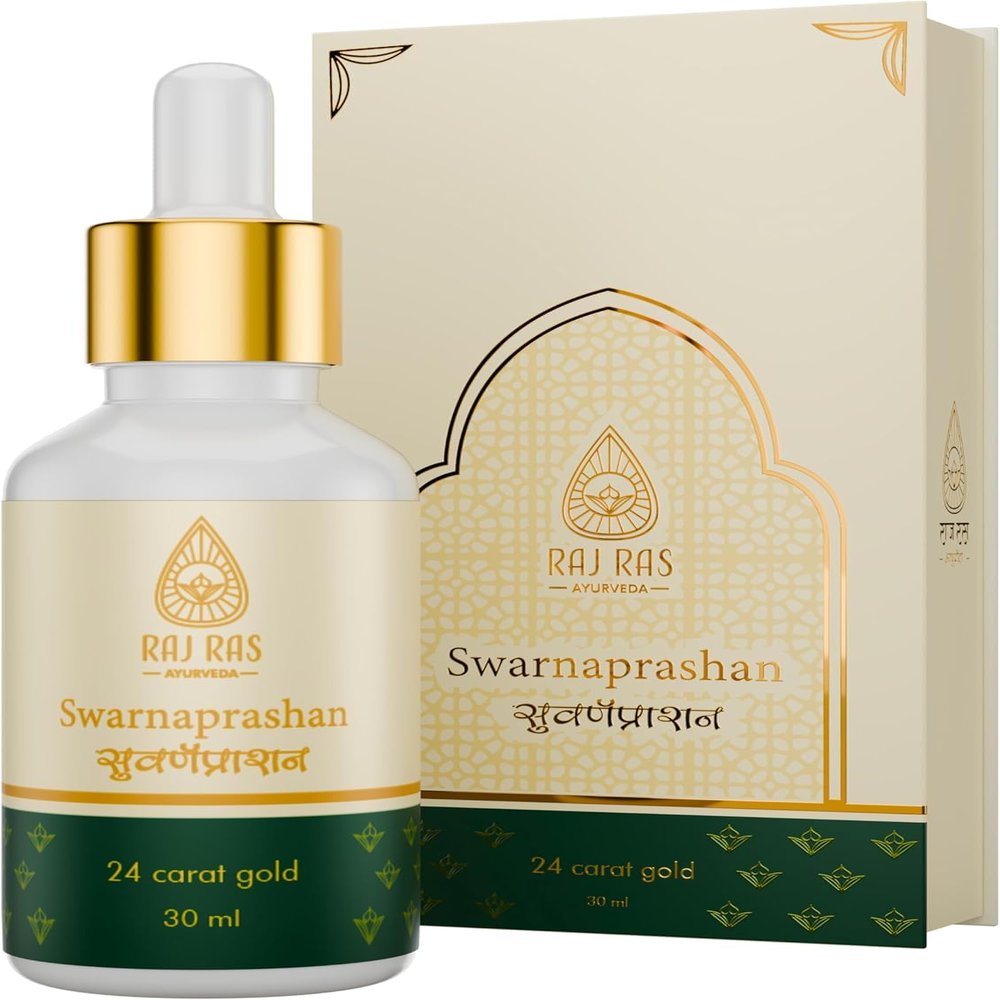 Swarnaprashan/SUVARNAPRASHAN Drop for Kids Golden Nectar Improves Strength & Immunity Booster,Supplements for Kids Natural Formulated with Pure 24Ct Gold Healthy Growth (1-16 Years) - 30Ml