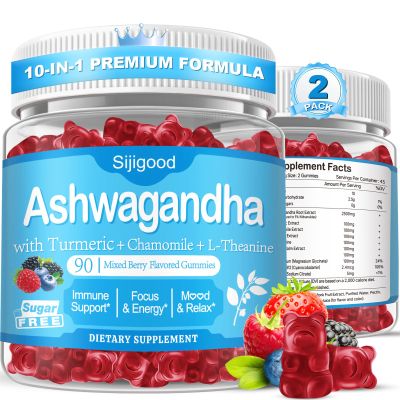 Sijigood 180 Count | Ashwagandha GummiesAshwagandha Supplements with L-Theanine & GABASupport zzZ, Md, Relaxation, Daily Balance, Mind-Body Wellness for Women & Men