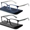 Madison Avenue 2 Pack Classic Square Blue Light Blocking Reading Glasses for Men, Sport Computer Readers Eyeglasses Anti Glare Black/Blue +2.5 view 1