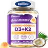 10,000 IU Vitamin D3 K2 Gummies Plus Boron, Calcium, Magnesium & Zinc & Ginger Extract w/ Coconut Oil- Supports Immune Health, Calcium Met@bolism & Bone Miner@lization, Sugar Free (Pineapple Flavor) view 1