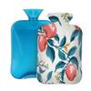 Hot Water Bottle with Cover 2L Fruit Peach Leaves Hot Water Bag for Pain Relief Period Cramps, Winter Warmer view 1