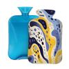 Hot Water Bottle with Cover 2L Purple Yellow Twisted Spots Hot Water Bag for Pain Relief Period Cramps, Winter Warmer view 1